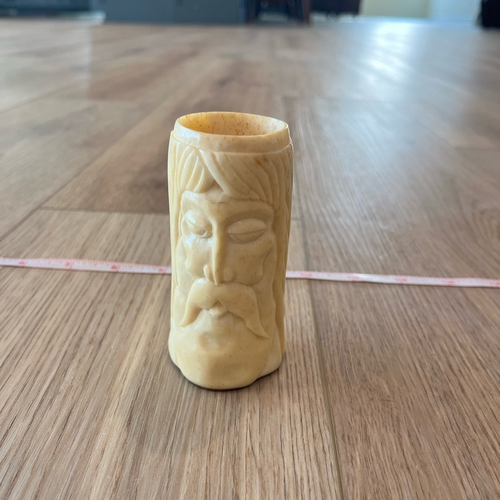 Handcrafted Cream Tiki Face Vase